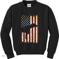 German Shorthaired Pointer Silhouette American Flag Kids Sweatshirt thumb 0