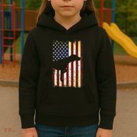 German Shorthaired Pointer Silhouette American Flag Kids Hoodie thumb 3