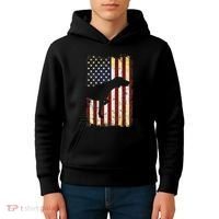 German Shorthaired Pointer Silhouette American Flag Kids Hoodie thumb 4