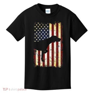 German Shorthaired Pointer Silhouette American Flag Kids T-Shirt
