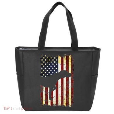 German Shorthaired Pointer Silhouette American Flag Tote Bag