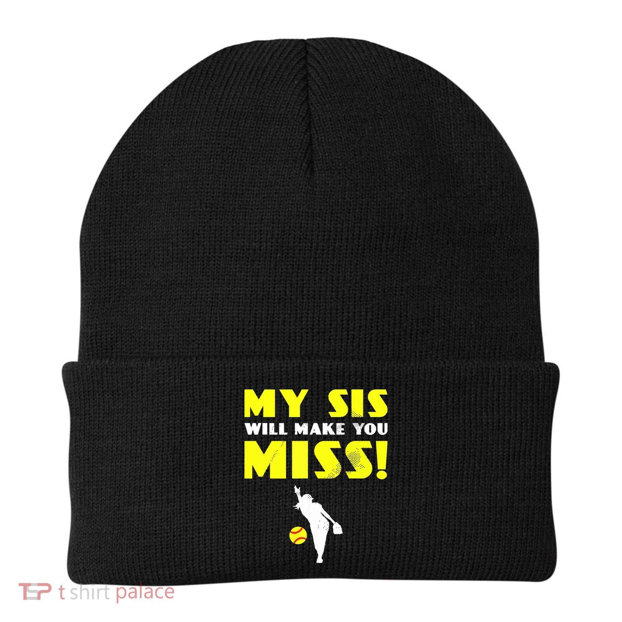 Girl Softball Pitcher Sister Brother Funny Beanie