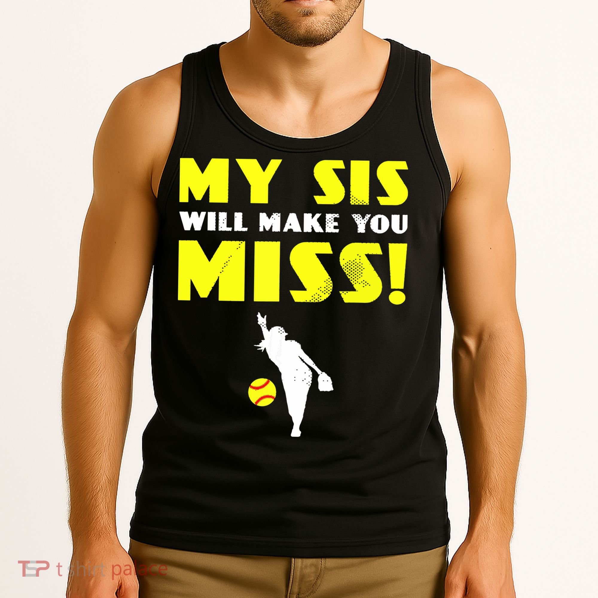 Girl Softball Pitcher Sister Brother Funny Tank Top