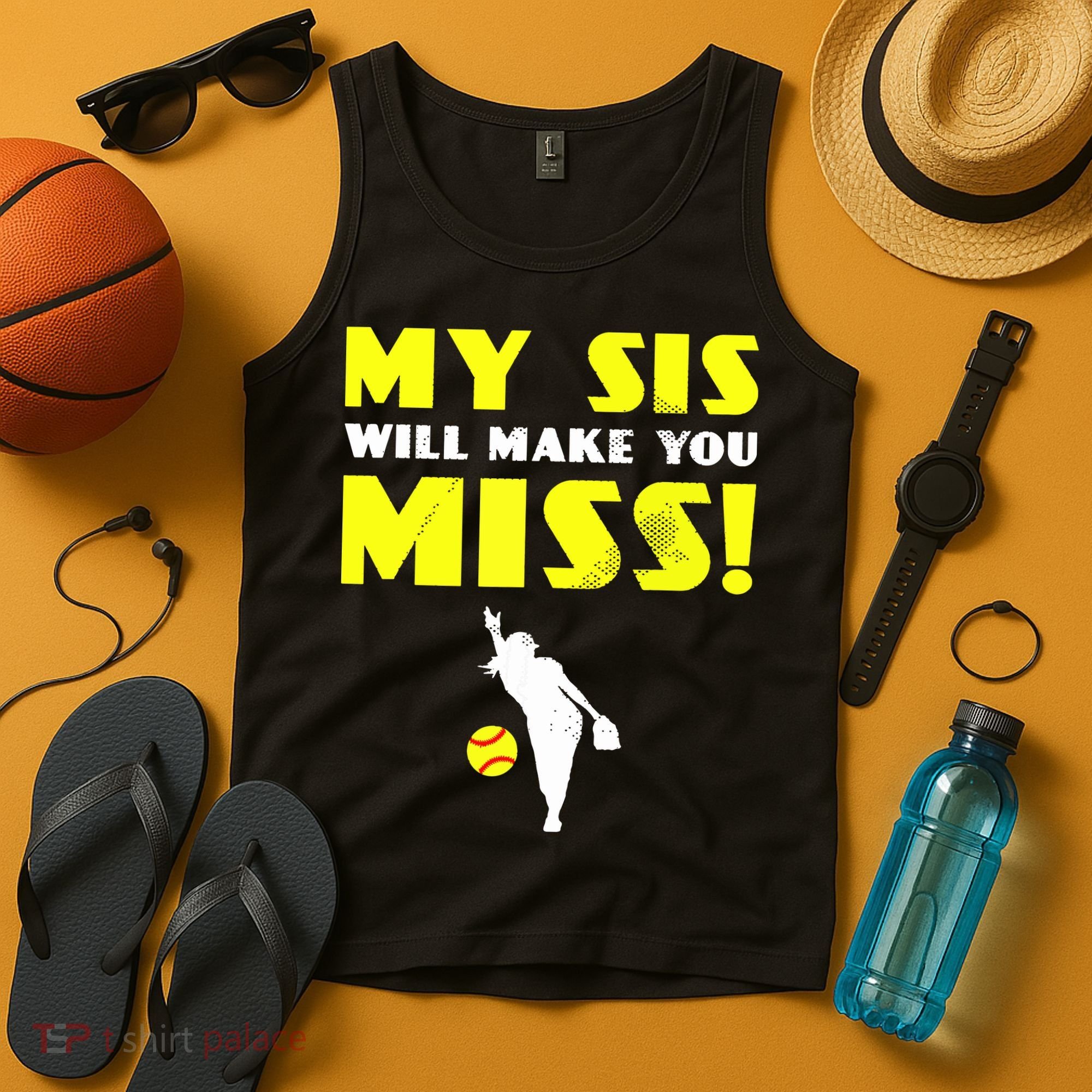 Girl Softball Pitcher Sister Brother Funny Tank Top