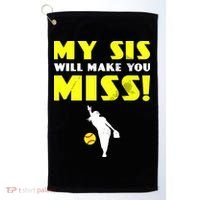 Girl Softball Pitcher Sister Brother Funny Golf Towel thumb 0