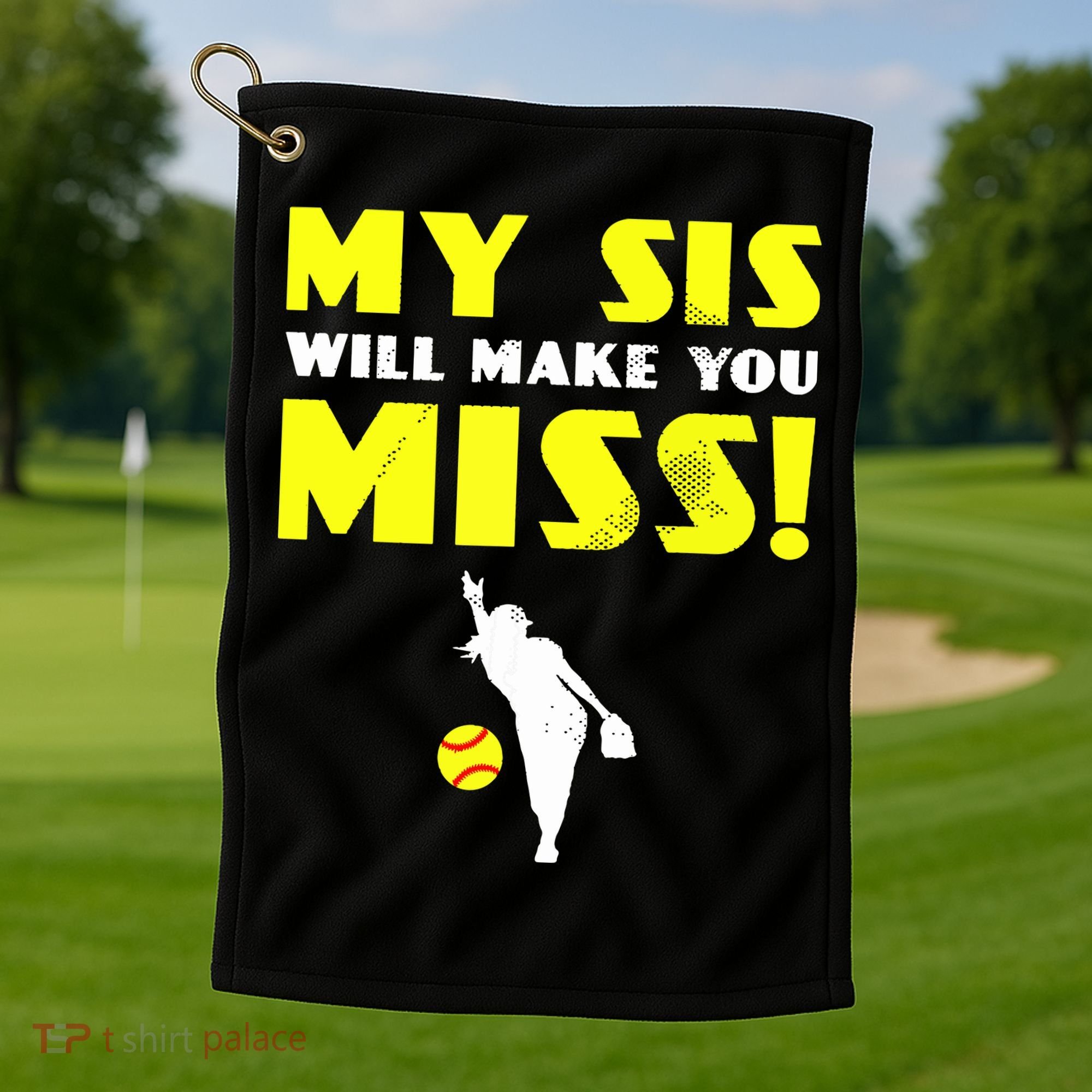 Girl Softball Pitcher Sister Brother Funny Golf Towel