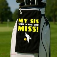 Girl Softball Pitcher Sister Brother Funny Golf Towel thumb 2