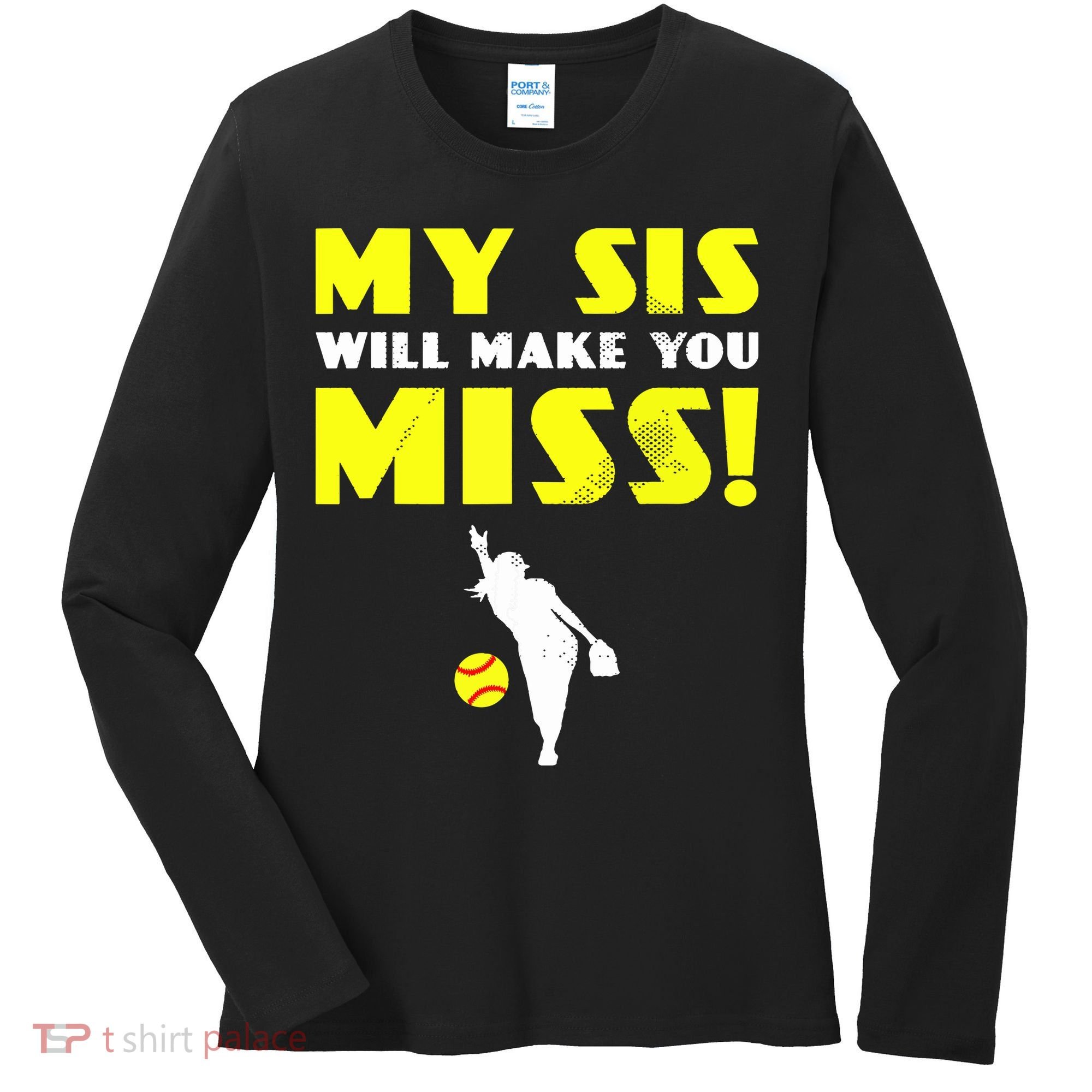 Girl Softball Pitcher Sister Brother Funny Women's Long Sleeve Shirt