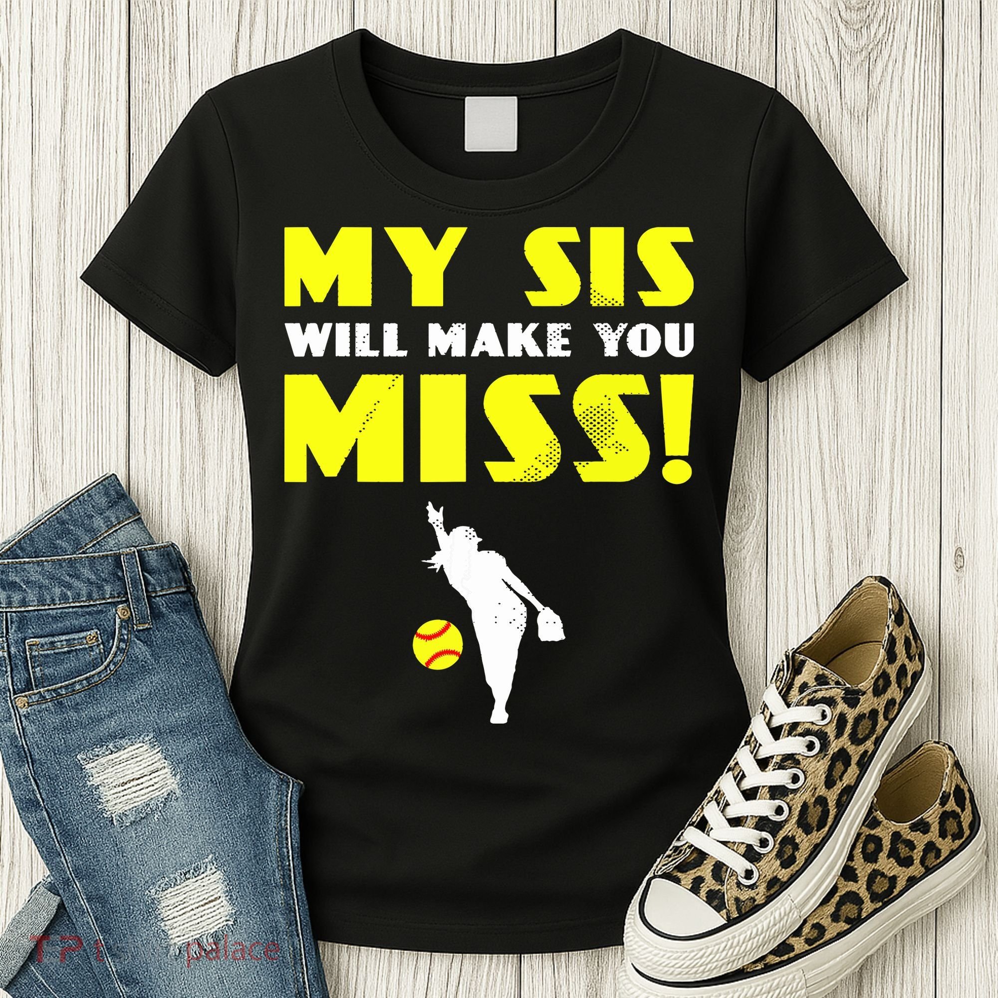Girl Softball Pitcher Sister Brother Funny Women's T-Shirt