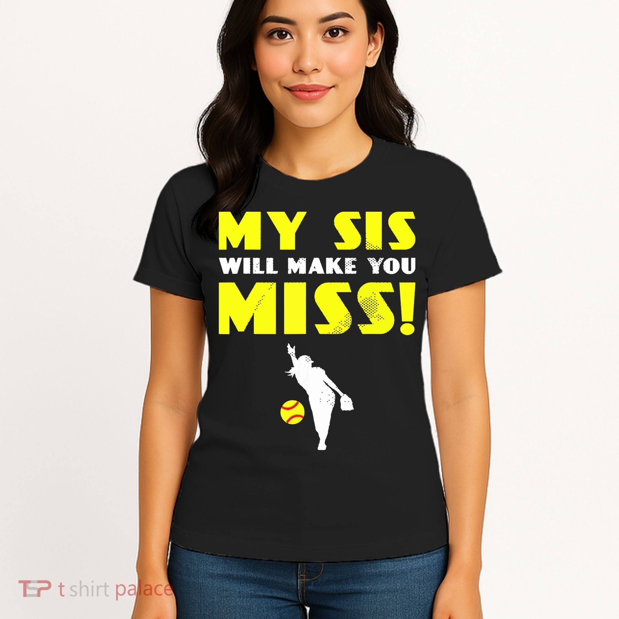 Girl Softball Pitcher Sister Brother Funny Women's T-Shirt
