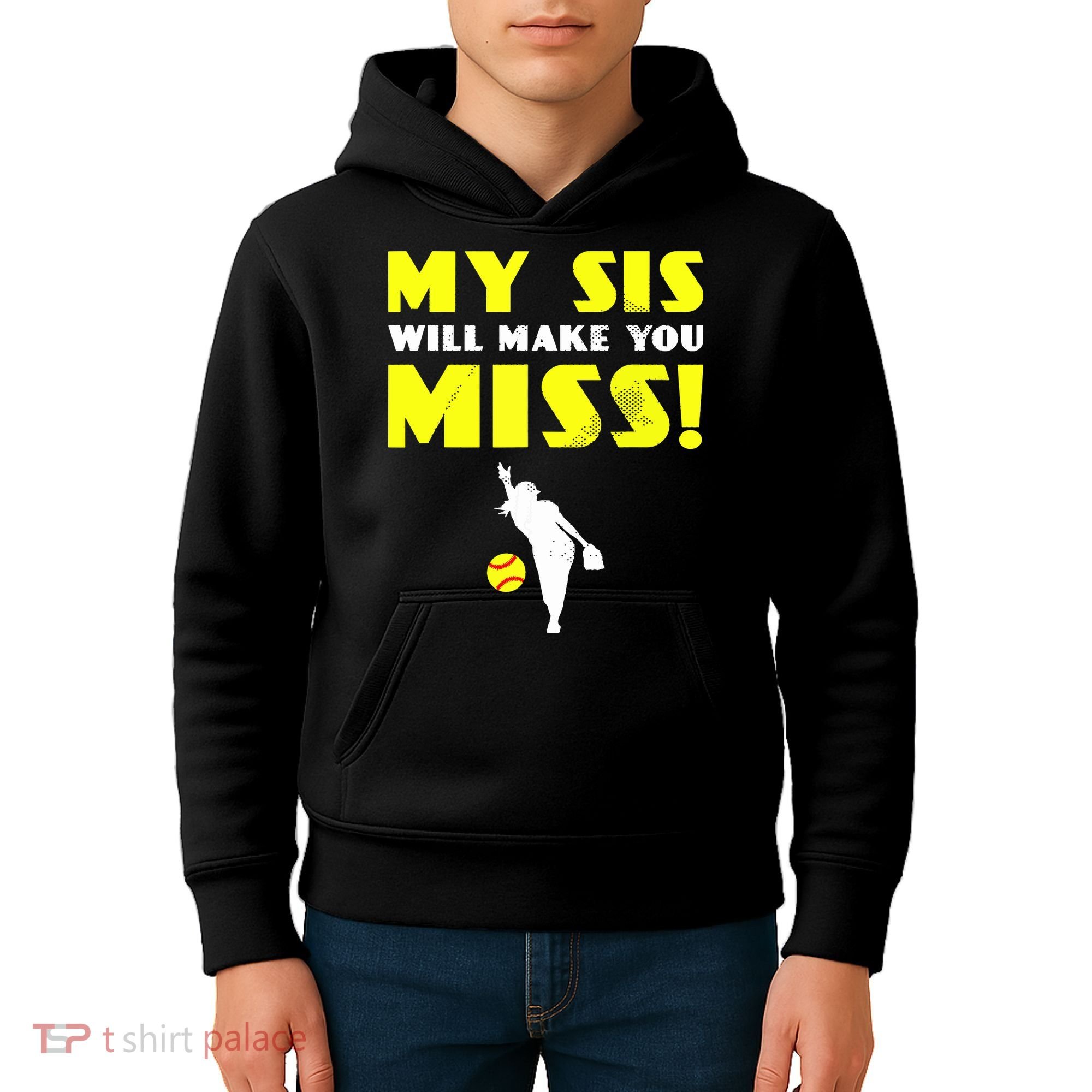 Girl Softball Pitcher Sister Brother Funny Kids Hoodie