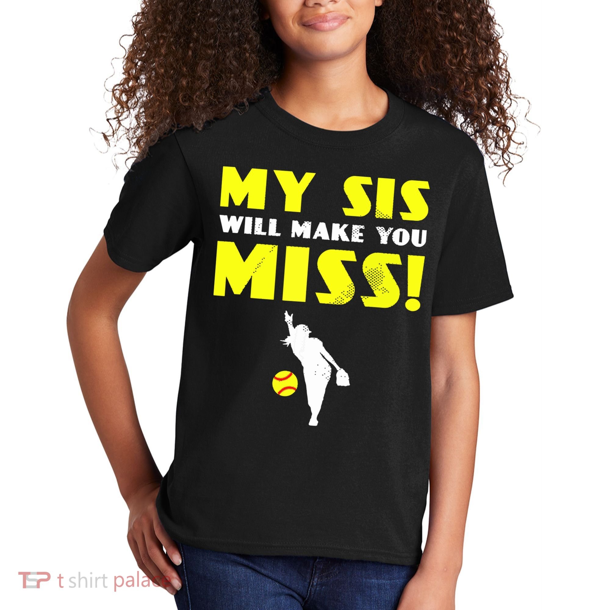 Girl Softball Pitcher Sister Brother Funny Kids T-Shirt