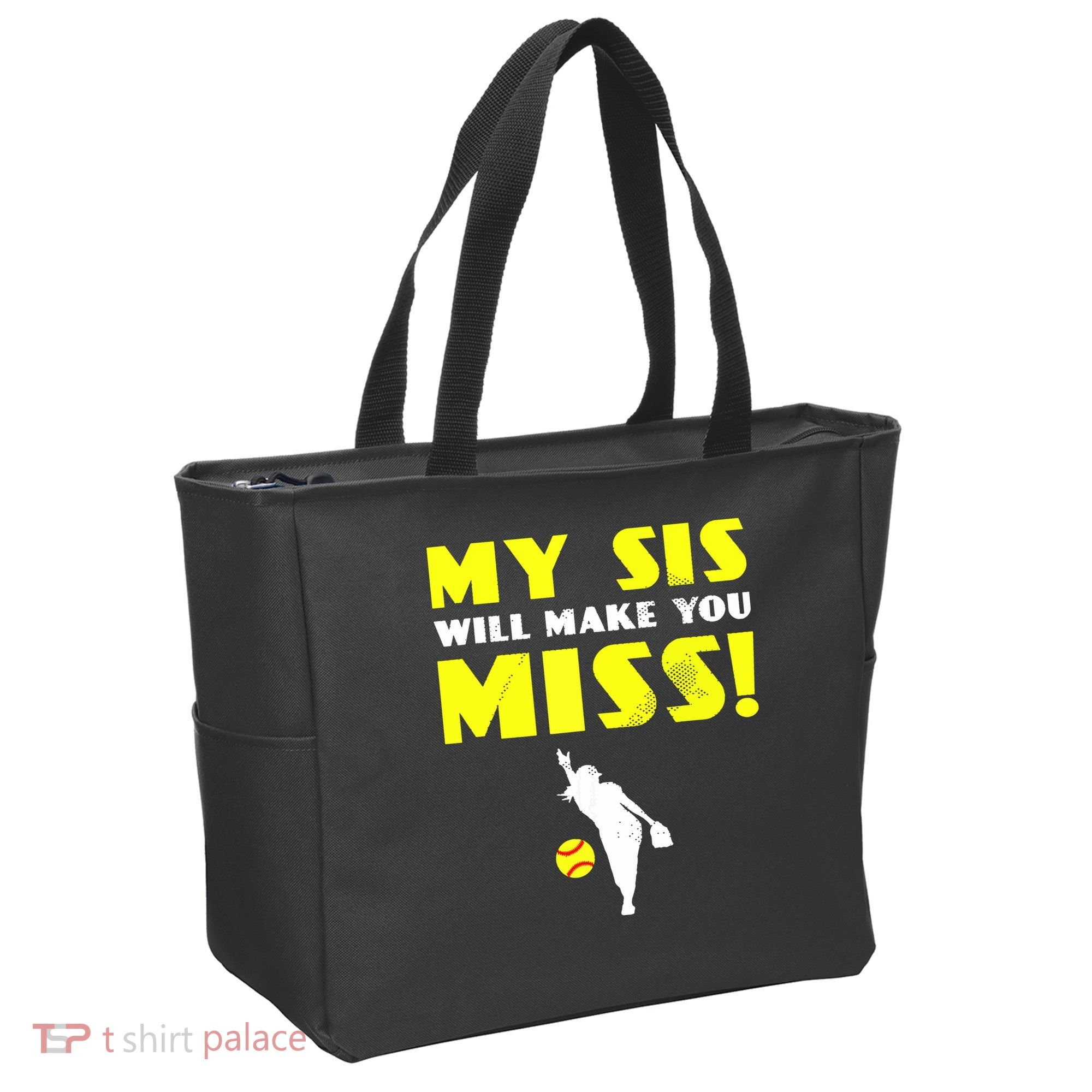 Girl Softball Pitcher Sister Brother Funny Tote Bag