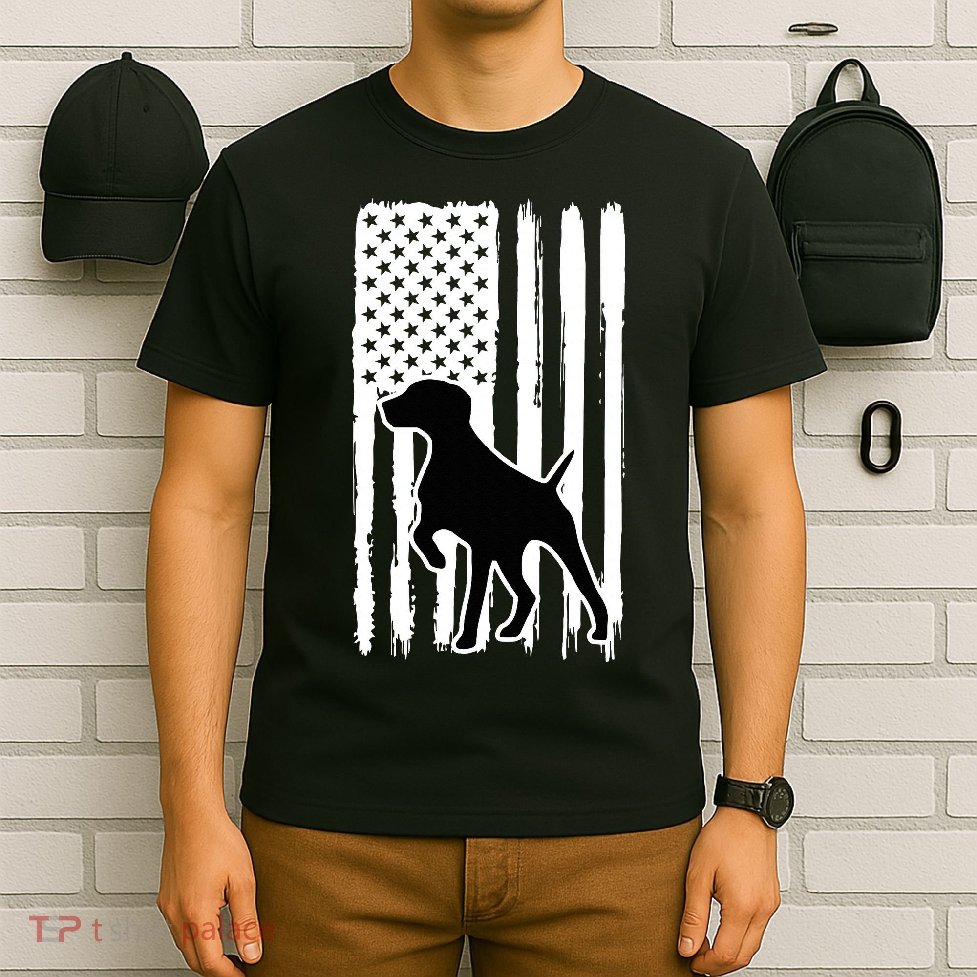 German Shorthaired Pointer American Flag USA Patriot T-Shirt