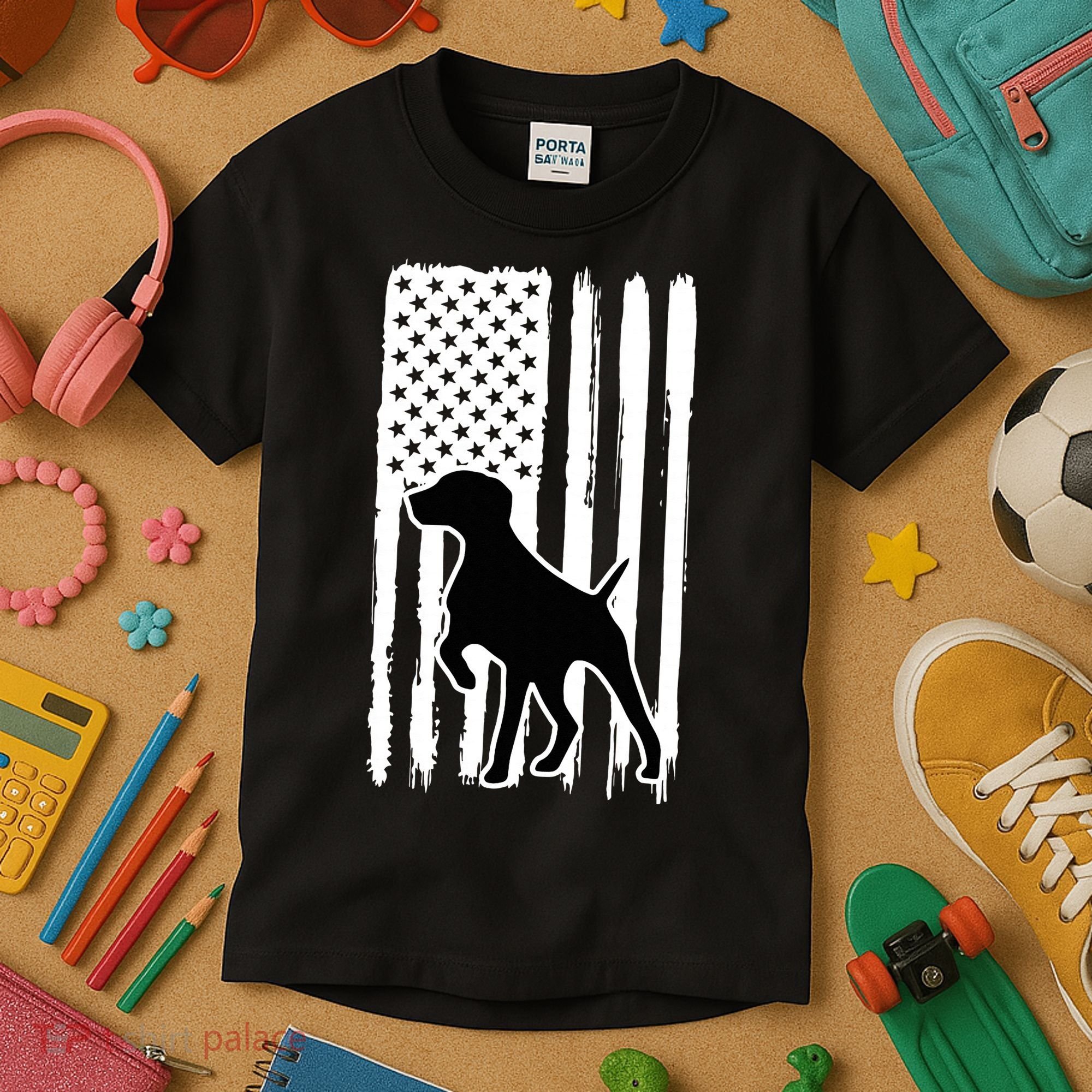 German Shorthaired Pointer American Flag USA Patriot Kids T-Shirt