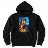 German Shepherd Painting Art Starry Night Sky Dog Van Gogh Hoodie thumb 0