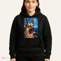German Shepherd Painting Art Starry Night Sky Dog Van Gogh Hoodie thumb 5