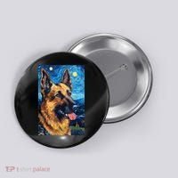 German Shepherd Painting Art Starry Night Sky Dog Van Gogh Button thumb 0