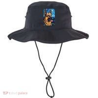 German Shepherd Painting Art Starry Night Sky Dog Van Gogh Bucket Hat thumb 0
