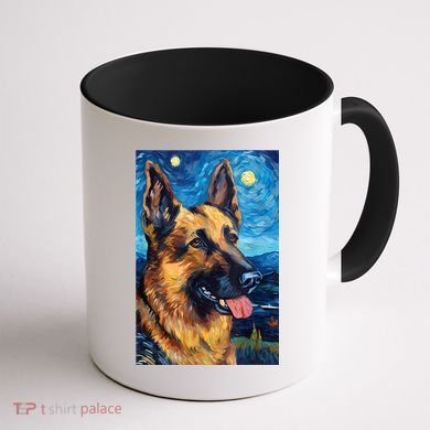 German Shepherd Painting Art Starry Night Sky Dog Van Gogh Coffee Mug back