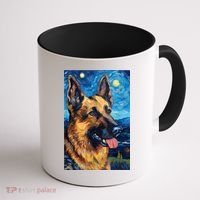 German Shepherd Painting Art Starry Night Sky Dog Van Gogh Coffee Mug thumb 1