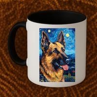 German Shepherd Painting Art Starry Night Sky Dog Van Gogh Coffee Mug thumb 2