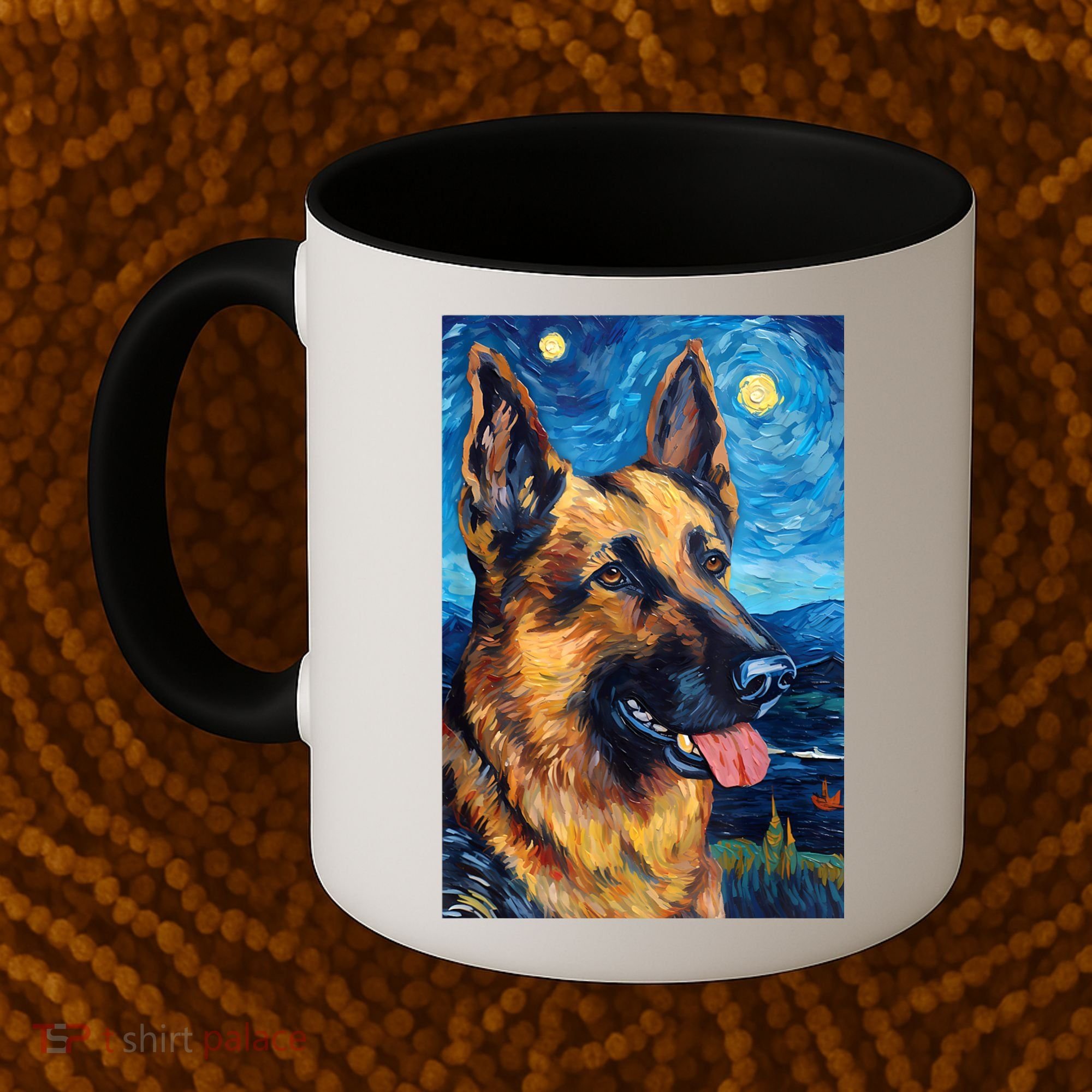 German Shepherd Painting Art Starry Night Sky Dog Van Gogh Coffee Mug