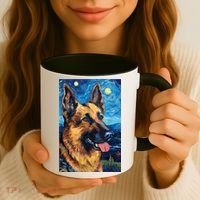 German Shepherd Painting Art Starry Night Sky Dog Van Gogh Coffee Mug thumb 3