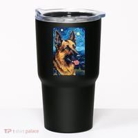 German Shepherd Painting Art Starry Night Sky Dog Van Gogh Tumbler thumb 0