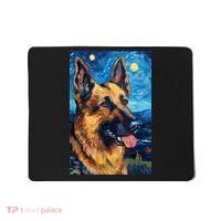 German Shepherd Painting Art Starry Night Sky Dog Van Gogh Mousepad thumb 0