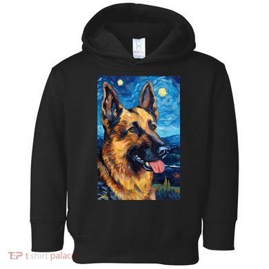 German Shepherd Painting Art Starry Night Sky Dog Van Gogh Toddler Hoodie