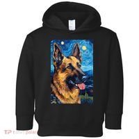 German Shepherd Painting Art Starry Night Sky Dog Van Gogh Toddler Hoodie thumb 0