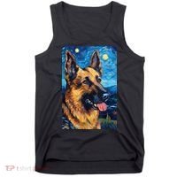 German Shepherd Painting Art Starry Night Sky Dog Van Gogh Tank Top thumb 0