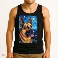 German Shepherd Painting Art Starry Night Sky Dog Van Gogh Tank Top thumb 3