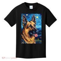 German Shepherd Painting Art Starry Night Sky Dog Van Gogh Kids T-Shirt thumb 0