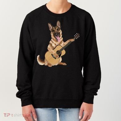 German Shepherd playing the acoustic guitar Women's Sweatshirt
