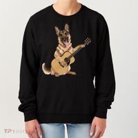 German Shepherd playing the acoustic guitar Women's Sweatshirt thumb 0