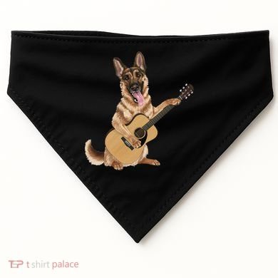 German Shepherd playing the acoustic guitar USA-Made Doggie Bandana