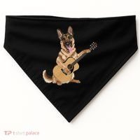 German Shepherd playing the acoustic guitar USA-Made Doggie Bandana thumb 0