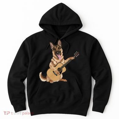 German Shepherd playing the acoustic guitar Hoodie