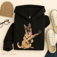 German Shepherd playing the acoustic guitar Hoodie thumb 4