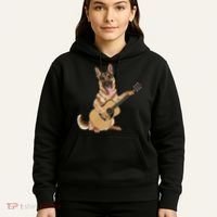 German Shepherd playing the acoustic guitar Hoodie thumb 5