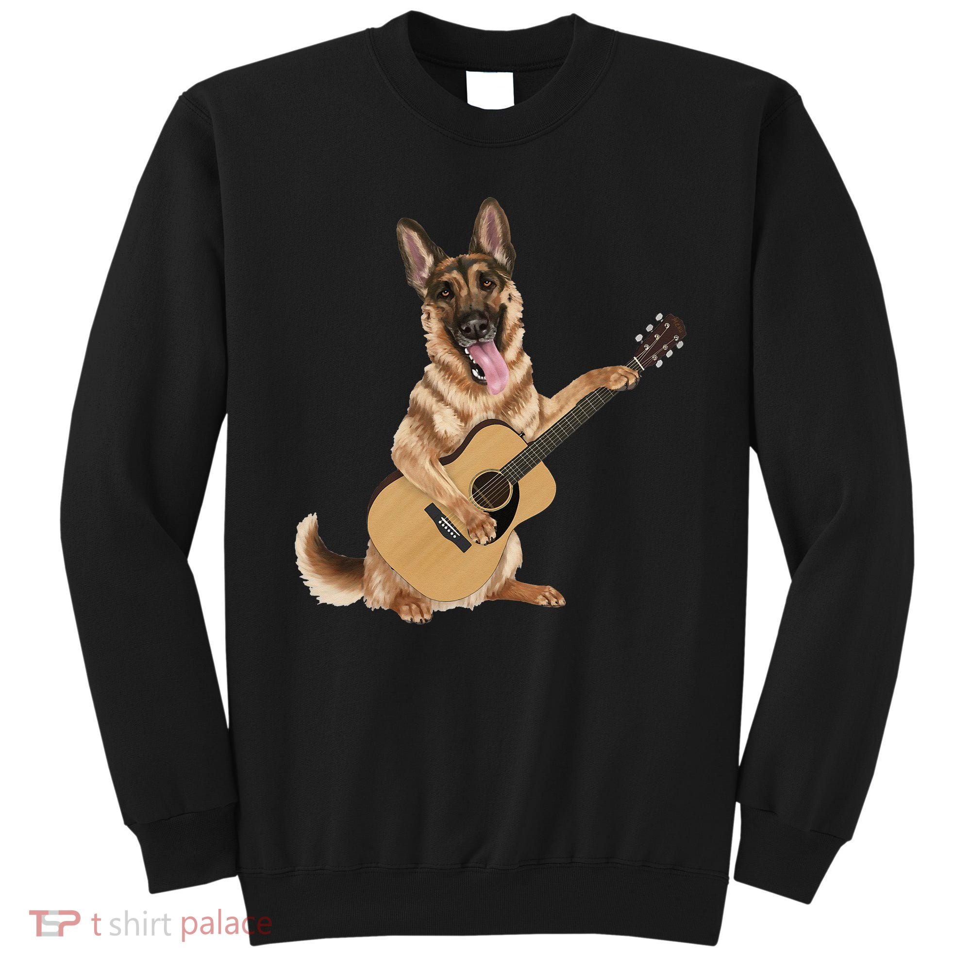 German Shepherd playing the acoustic guitar Sweatshirt