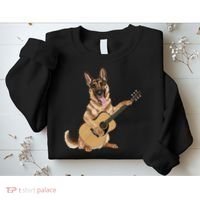 German Shepherd playing the acoustic guitar Sweatshirt thumb 2