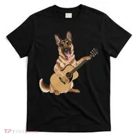 German Shepherd playing the acoustic guitar T-Shirt thumb 0