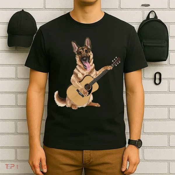 German Shepherd playing the acoustic guitar T-Shirt
