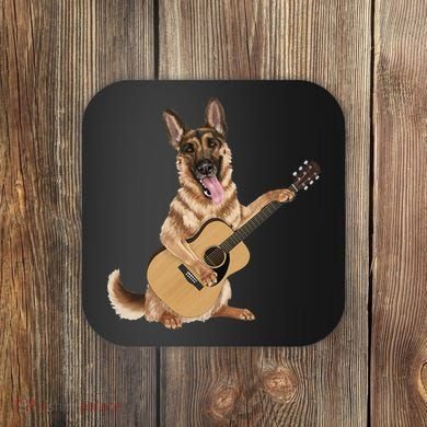 German Shepherd playing the acoustic guitar Coaster