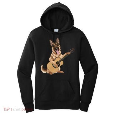German Shepherd playing the acoustic guitar Women's Hoodie