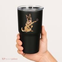 German Shepherd playing the acoustic guitar Tumbler thumb 2