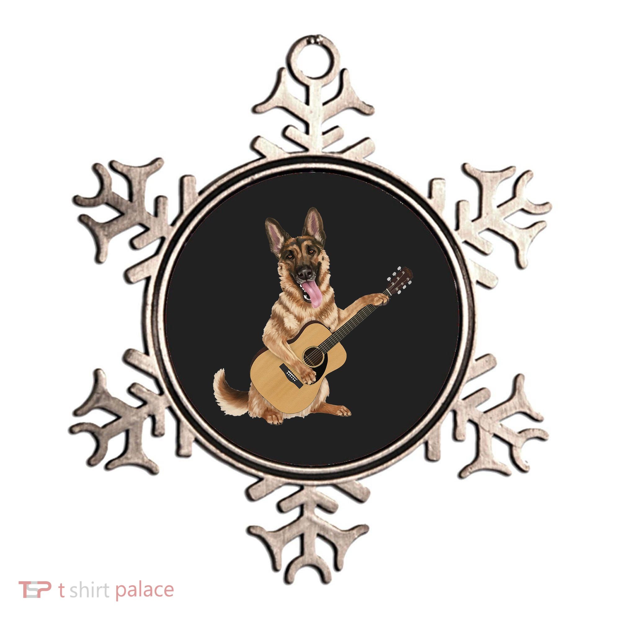 German Shepherd playing the acoustic guitar Ornament